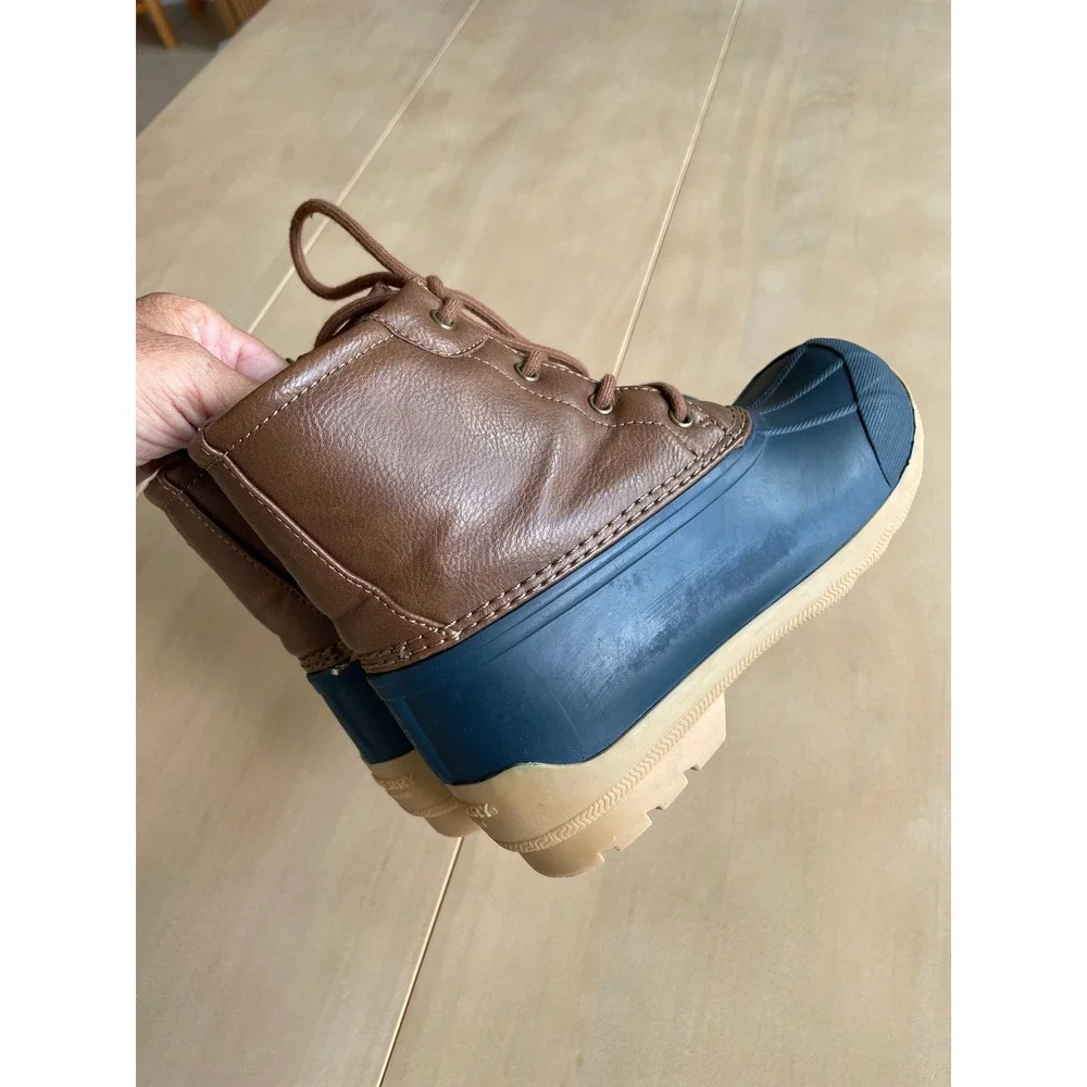 Kids Sperry Port Alpine Waterproof Duck Boots, Navy Blue Brown - Sz 3